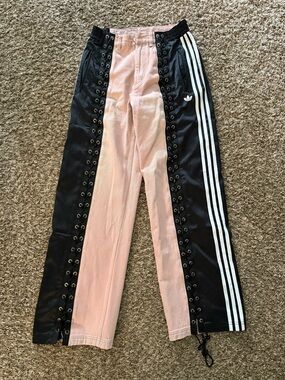 adidas Originals Women's Denim Lacing Track Pants Black Pink